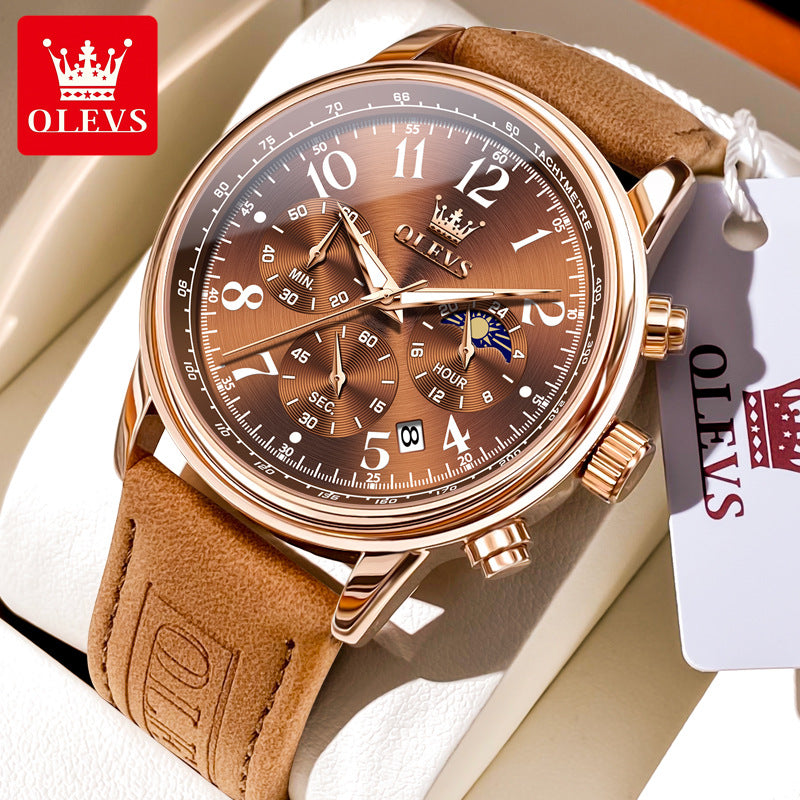 Olevs - Luxury - 2912 Sports Leather Watch