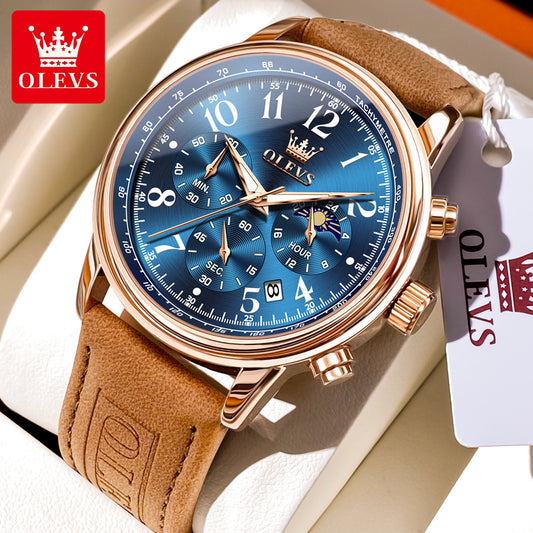 Olevs - Luxury - 2912 Sports Leather Watch